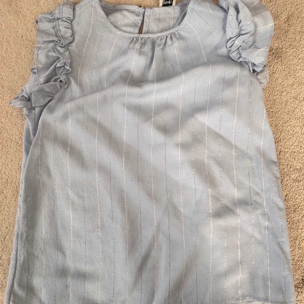 Anne Klein Women Ruffled Blue Blouse